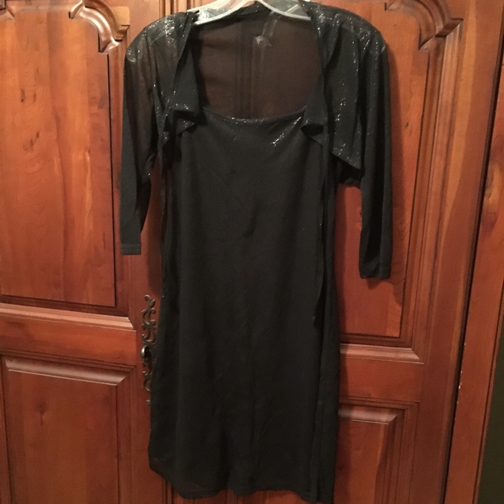 Black slip dress with shrug- Sz S (juniors)